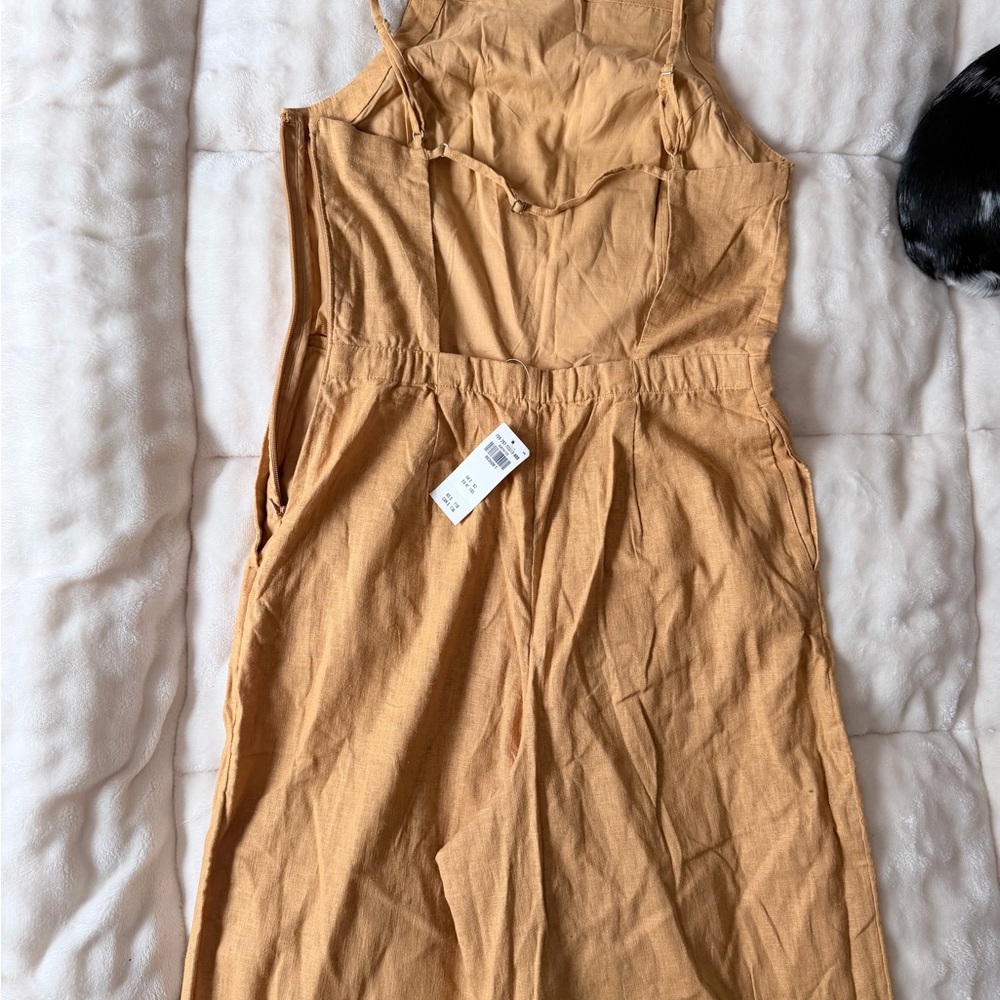 Abercrombie Mustard Sleeveless Linen Jumpsuit - Picture 2 of 3